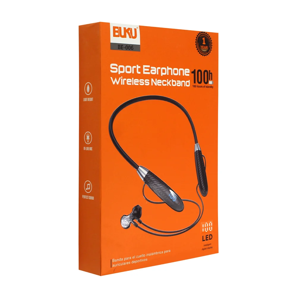 Audifonos deportivos bluetooth con indicador de carga / be-006