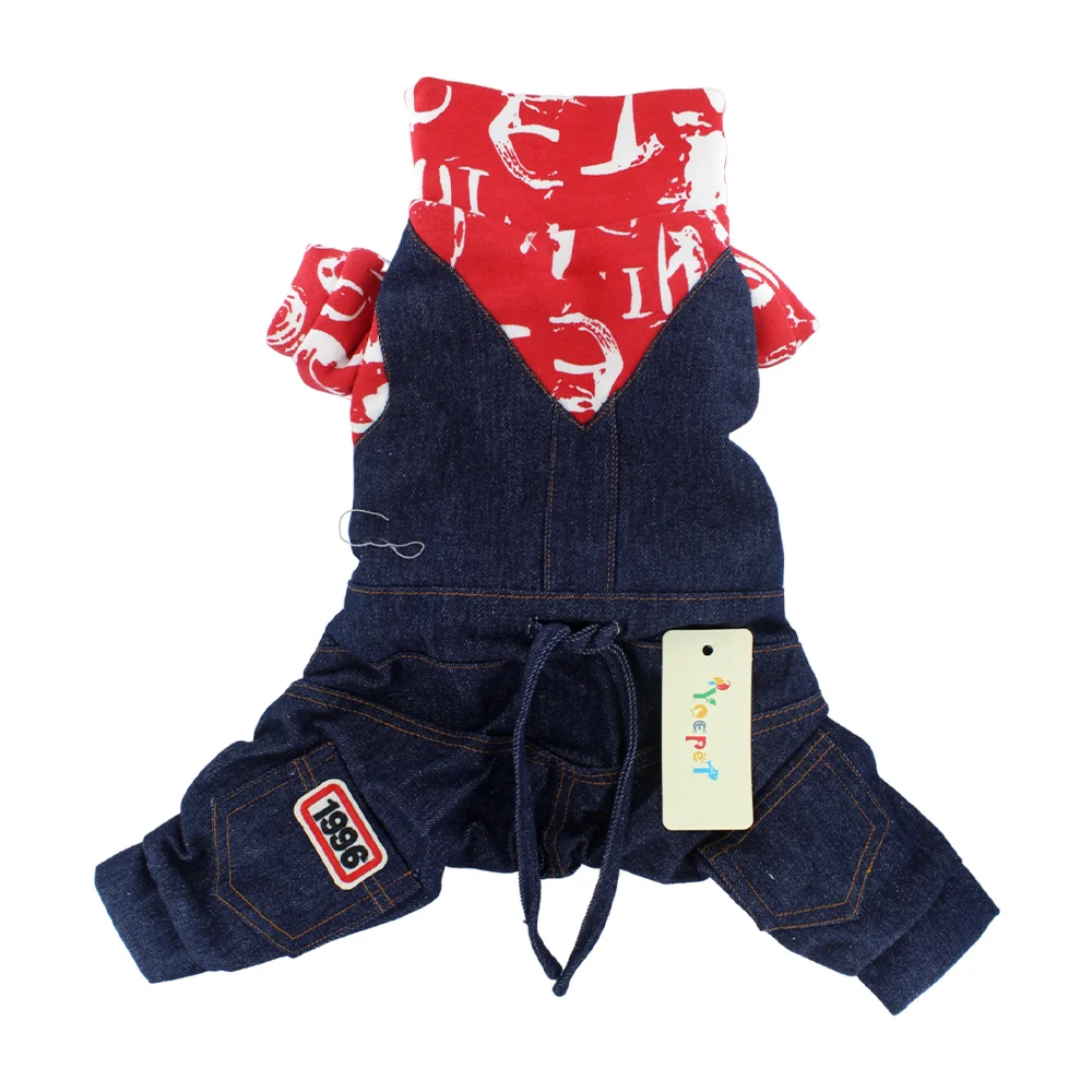 Ropa estilo overol de mezclilla con suéter para mascota talla L / bf-ropa22l