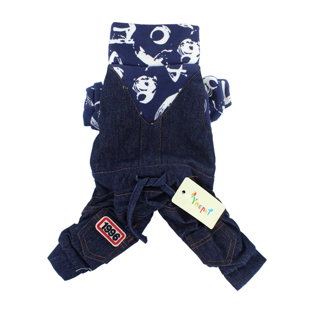 Ropa estilo overol de mezclilla con suéter para mascota talla L / bf-ropa23l