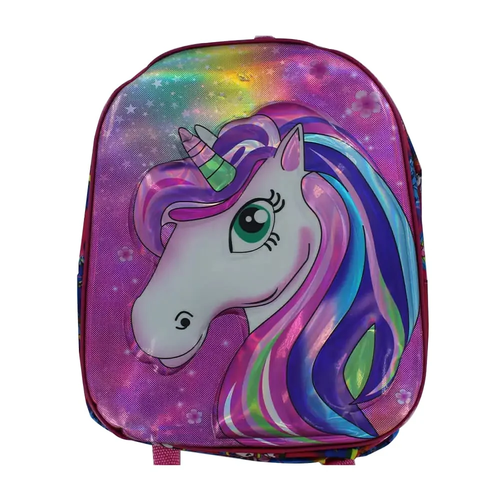 Mochila mediana con relieve 3d y diseño de caballo unicornio, variedad de colores / bg51702