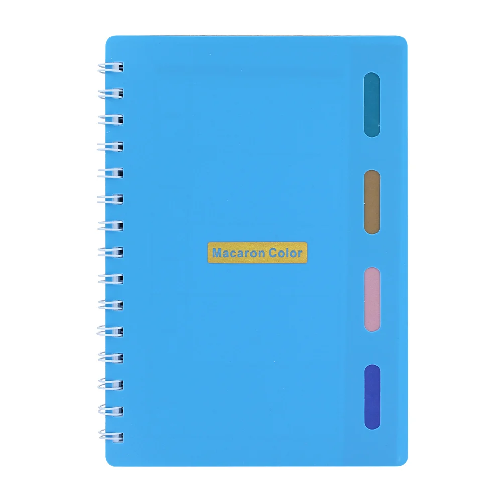 Libreta cuaderno de raya con doble espiral, 80 hojas y 4 separadores, variedad de colores / 020993