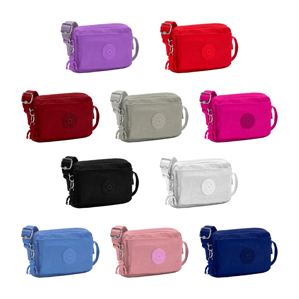 Bolsa de mano rectangular chica con 3 compartimentos, correa de tela y figura decorativa, variedad de colores / bk129