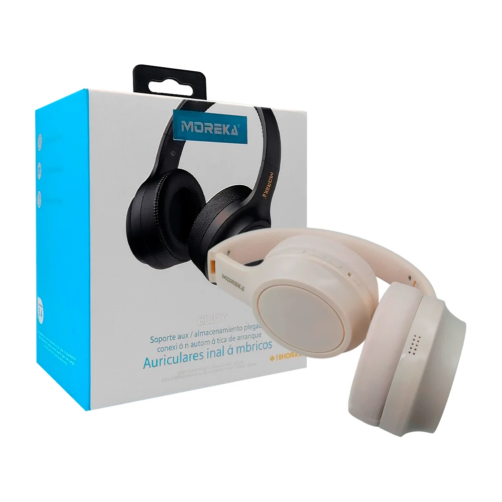 Audifonos moreka de diadema inalámbricos plegables con textura suave y acolchonada, variedad de colores / bl018