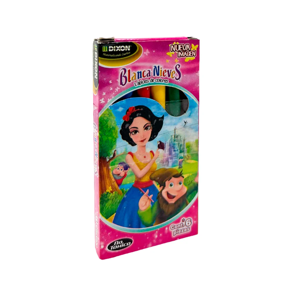 Paquete dixon con 6 lápices de colores cortos blanca nieves, colores surtidos / 208251 / 415014