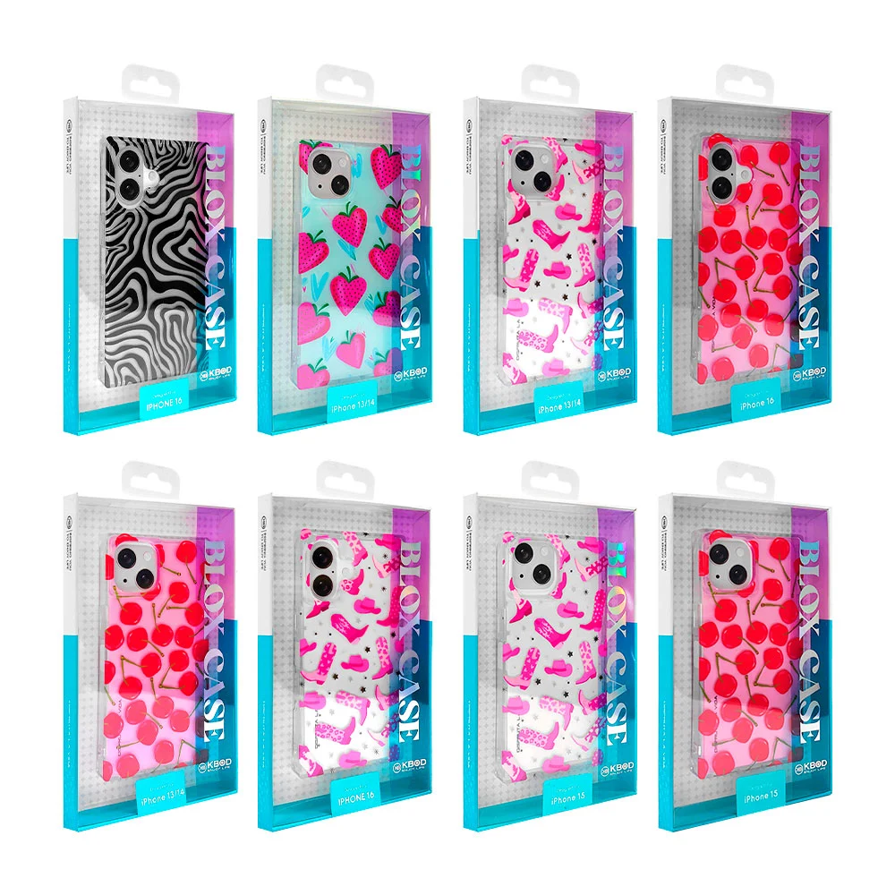 1pza Funda protectora de plástico, para iphone, con esquinas puntiagudas y estampado de patrones o figuras, variedad de modelos / blox case / a080 / kbod