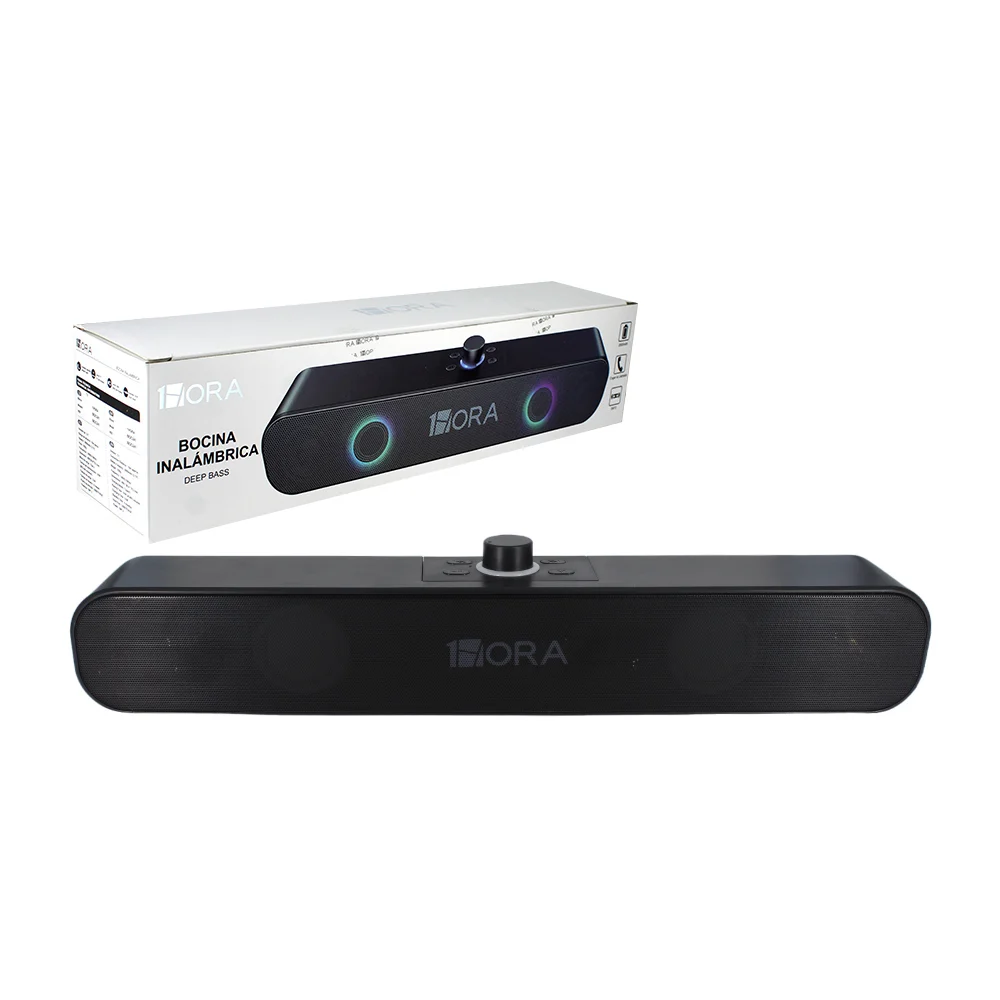 Barra de sonido / bocina bluetooth 5.1 inalámbrica portátil 1hora con bajos profundos, control de volumen, 2000mah y luz rgb / boc241