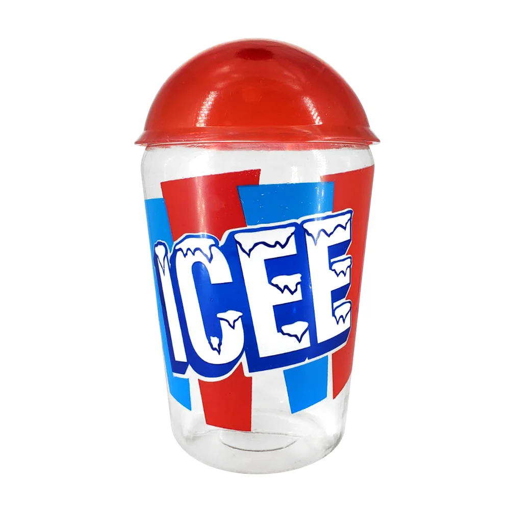 Bote de plástico con diseño de bebidas, tapadera de domo y popote / icee, corona extra