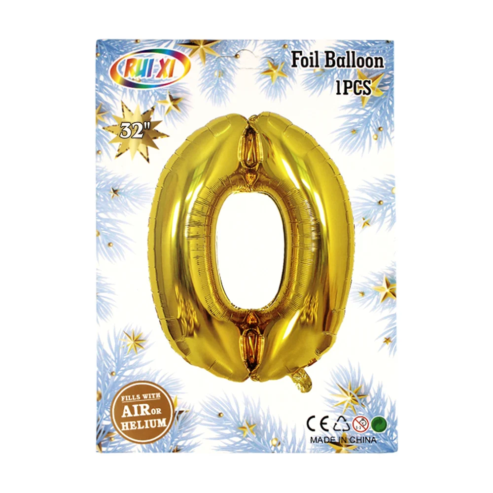 1pza Globo efecto metálico rui xi de 32 pulgadas con forma de número en color dorado, variedad de modelos / qq-101 / bq201 / bq209 / bq510 / bq511