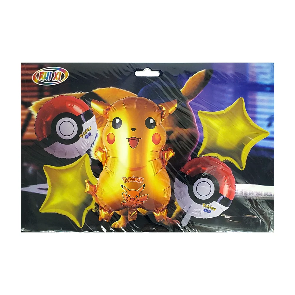 Juego de 5 globos metálicos con diseño de pikachu / bq428 / rui xi