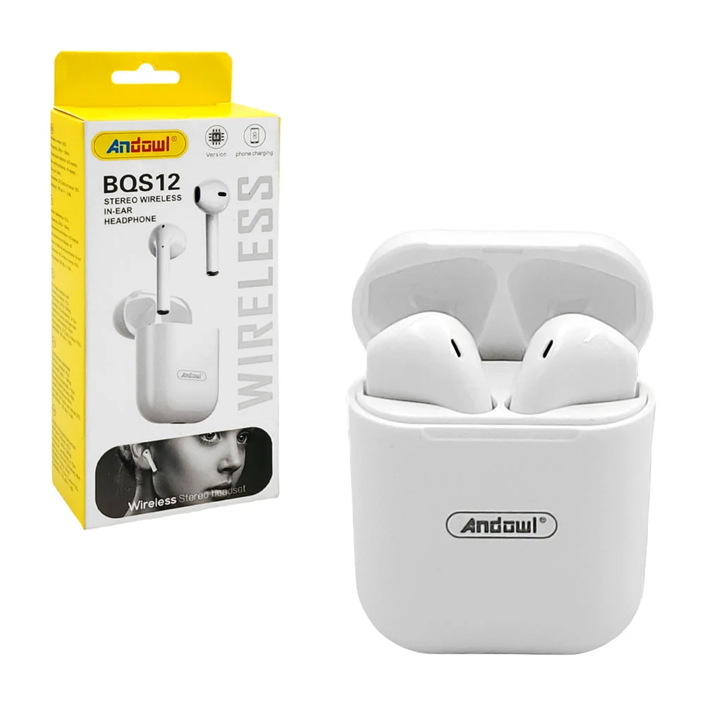 Audífonos inalámbricos bluetooth andowl con estuche de carga cuadrada / bqs12