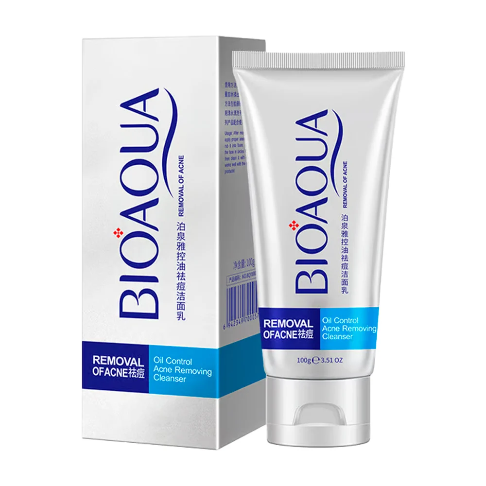 Crema limpiadora facial bioaqua con esencia de ácido hialurónico anti acné, 100g / bqy0702
