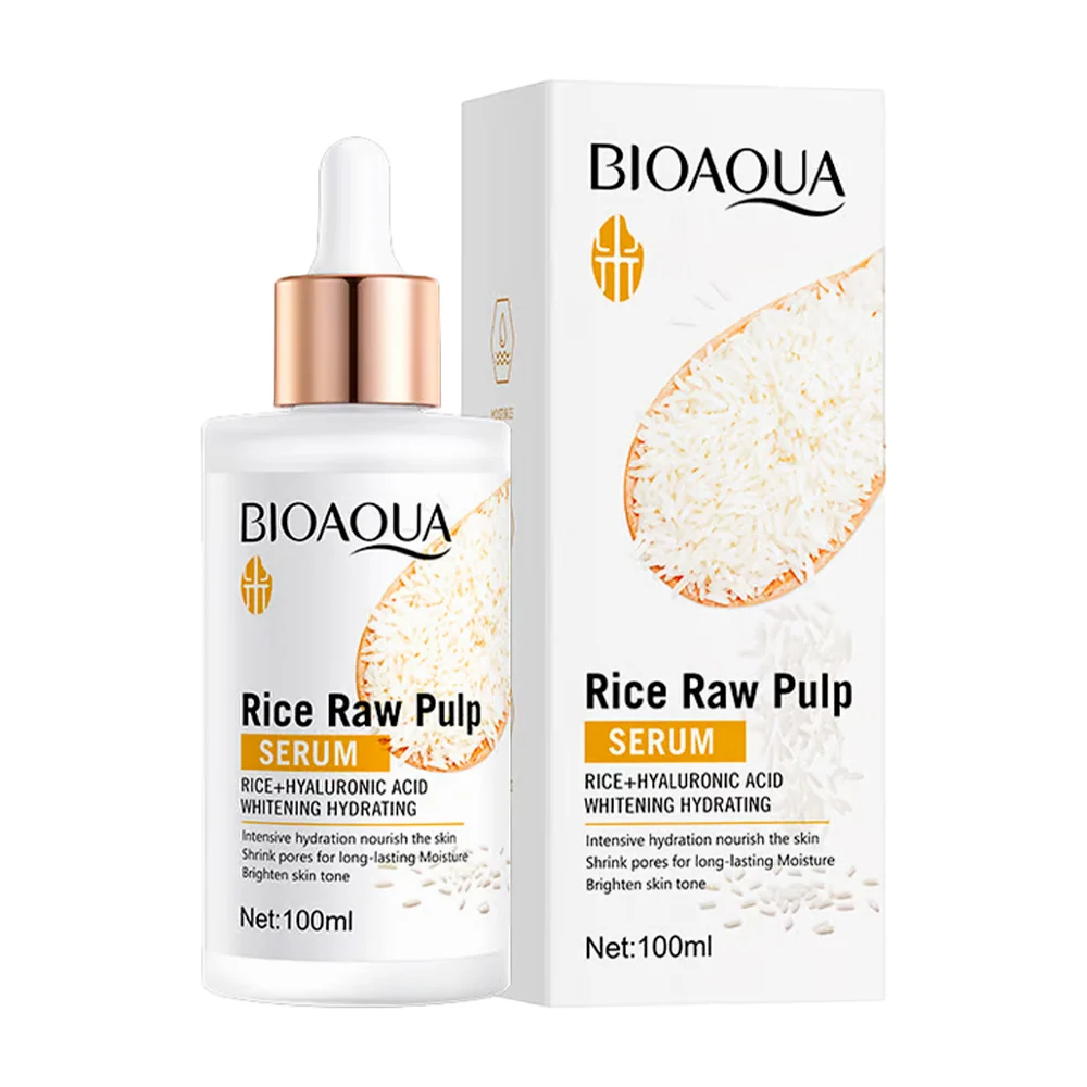 Suero serum facial hidratante aclarante bioaqua con extracto de pulpa cruda de arroz, 100ml / bqy11428