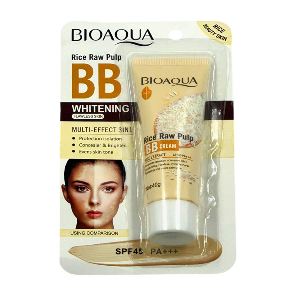 1pza Maquillaje líquido spf 45 bioaqua bb cream con extracto de pulpa cruda de arroz, 40g / bqy38133 / rice raw pulp