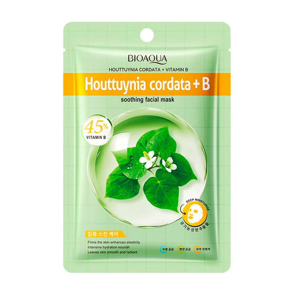 Mascarilla facial calmante bioaqua con extracto de houttuynia cordata + vitamina b, 25ml / bqy46703