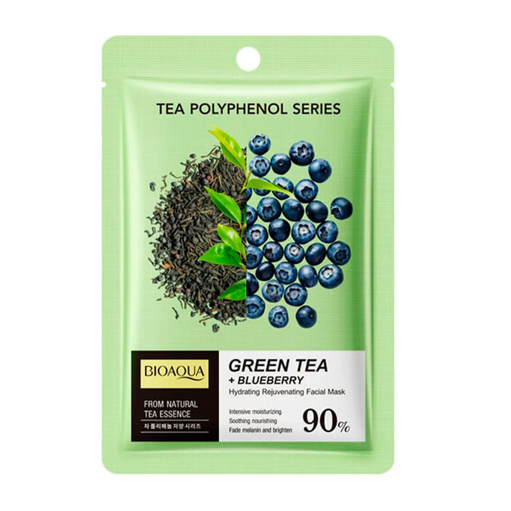 1pza Mascarilla bioaqua hidratante de té verde y arándanos para hidratar y rejuvenecer la piel / tea polyphenol series / bqy46758