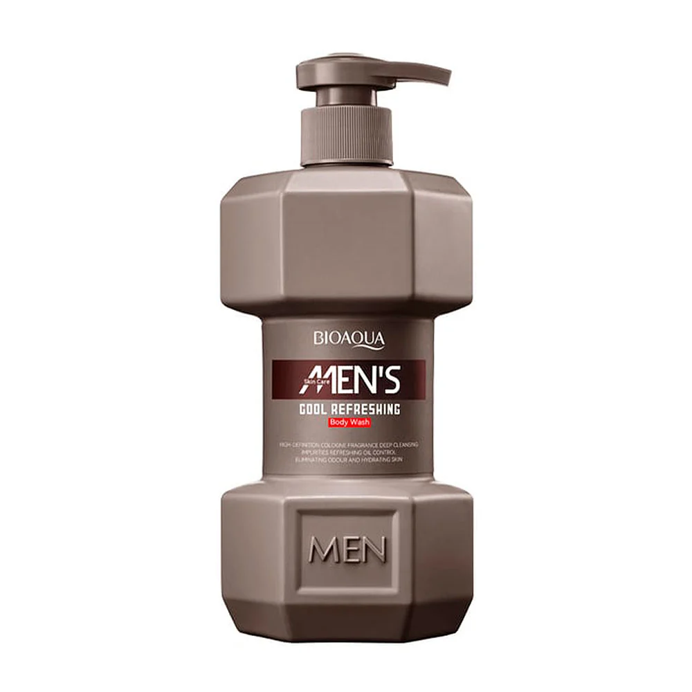 Gel de baño / body wash bioaqua con aroma a colonia para hombre, 500ml + envase en forma de mancuerna / bqy48127