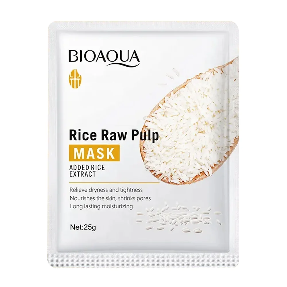 Mascarilla facial bioaqua con extracto de arroz para hidratar la piel 25g / bqy80205