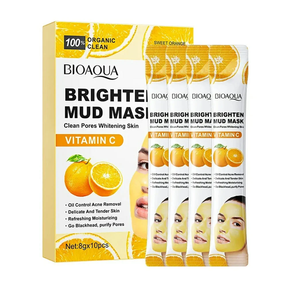 Paquete 10 mascarillas bioaqua faciales de barro con extracto de naranja para aclarar la piel / bqy94544 / z476