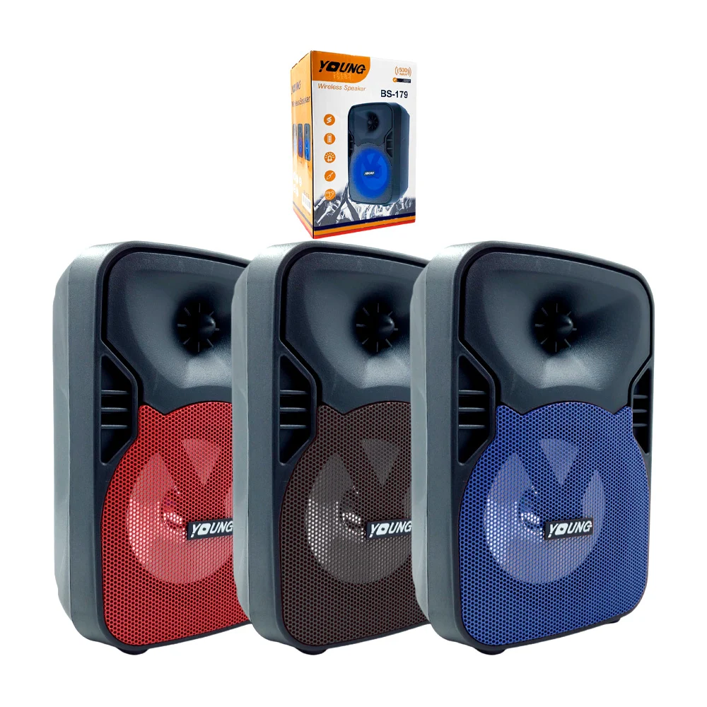 Bocina bluetooth de 8 pulgadas con luz, ranura usb, sd y auxiliar, variedad de colores / bs179