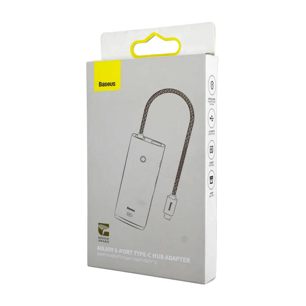 Hub adaptador baseus tipo c de 6 puertos 2 usb, hdmi, sd/ tf y tipo c, variedad de colores / bs-oh019