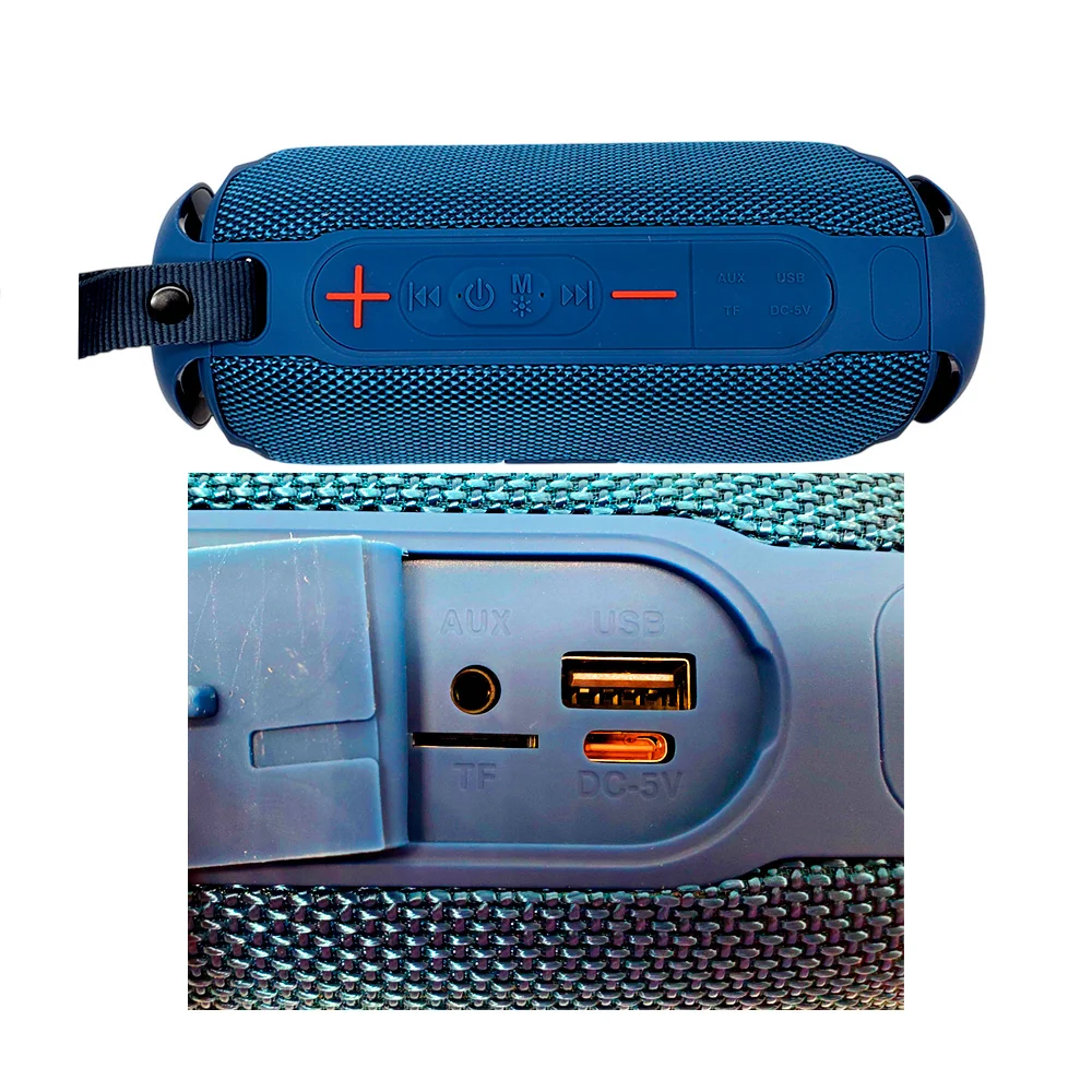 1pza Bocina cilíndrica, inalámbrica, recargable, con iluminación led lateral, asa agarradera, botones de reproducción y puertos de conexión, variedad de modelos / bs-x08
