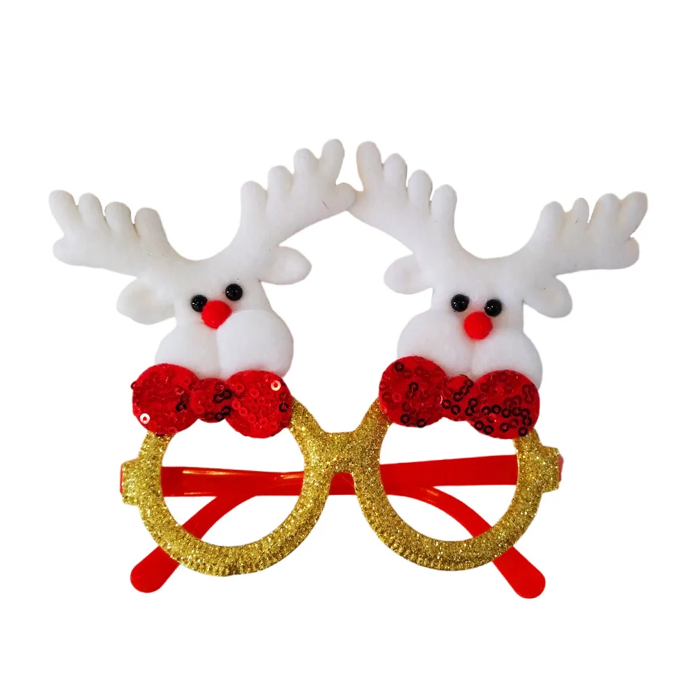 1pza Lentes redondos temática navideña merry christmas con diseño personajes afelpados navideños, variedad de modelos / bt-1015