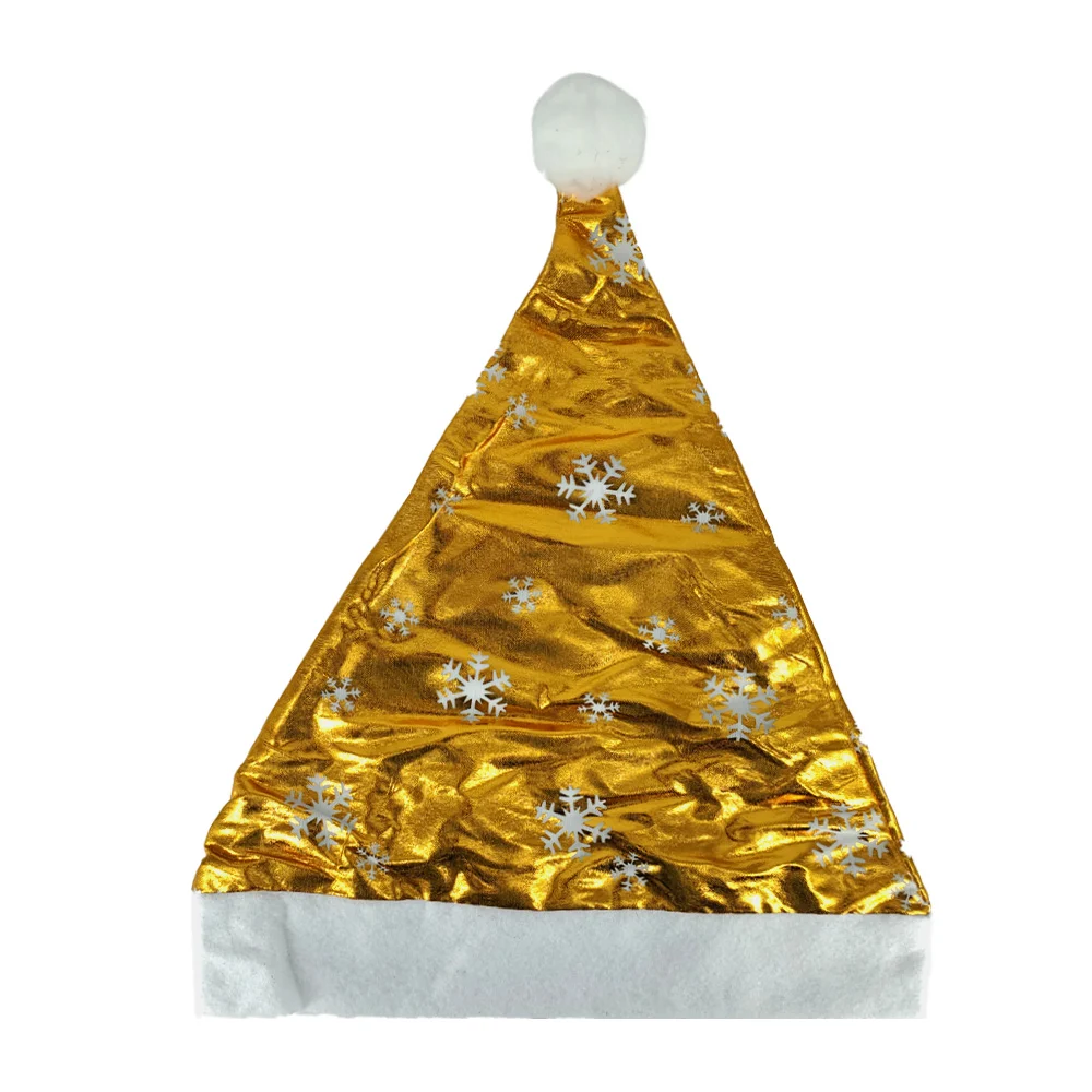 1pza Gorro navideño de tela metálica brillosa con estampado de figuras y pompón, variedad de modelos / 15507