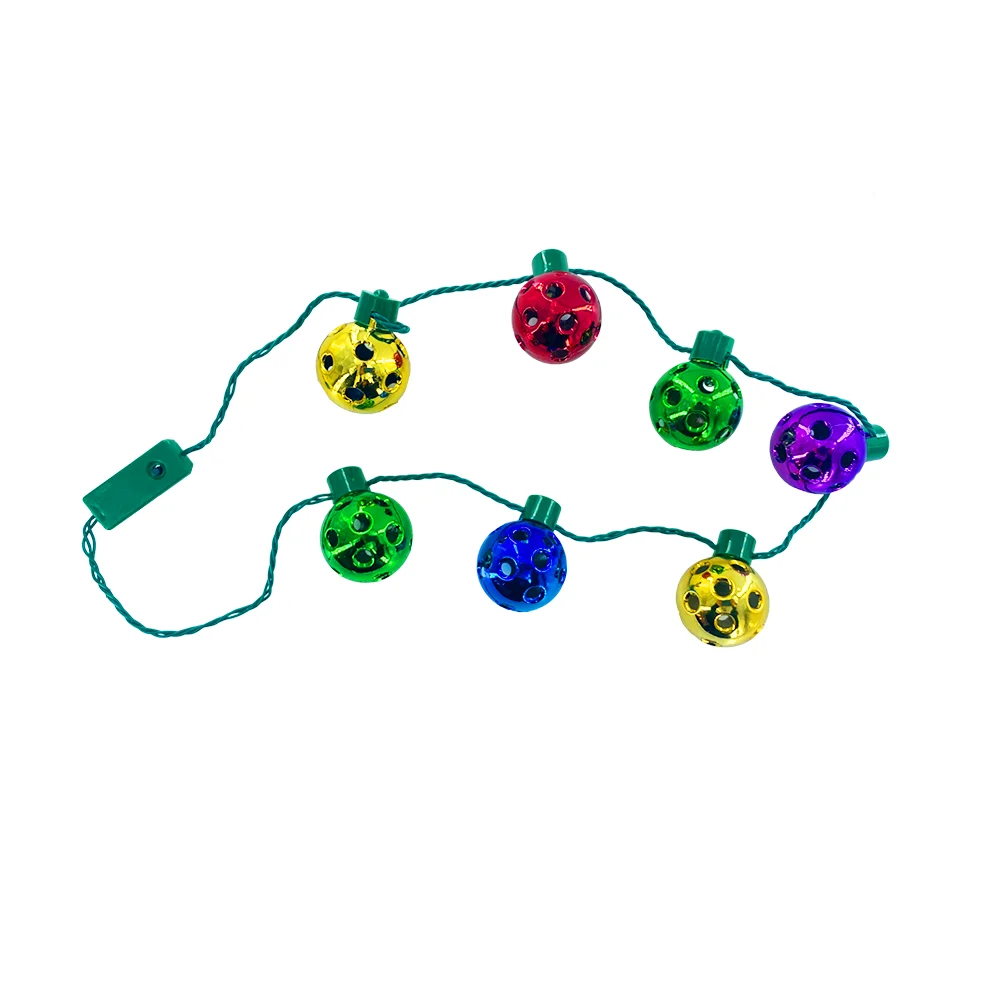 Collar de luces temática navideña diseño de esfera metálica con agujeros, variedad de colores / bt-1228