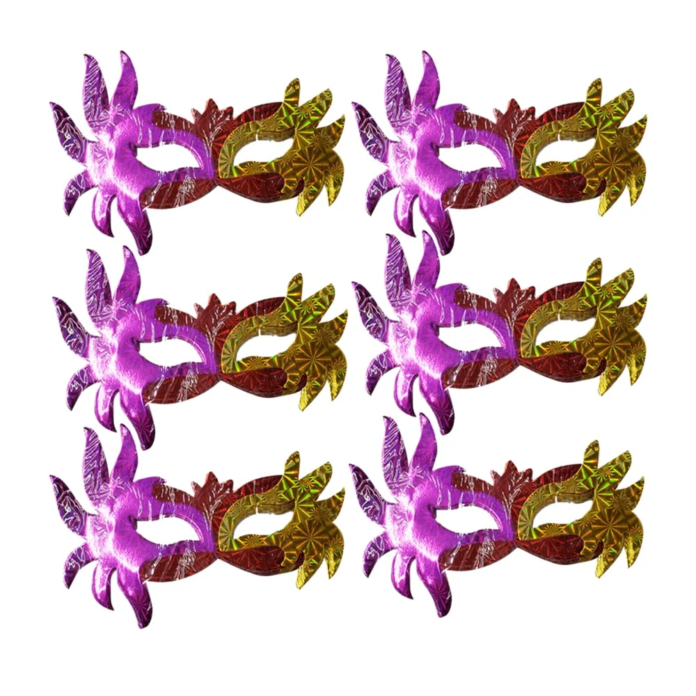 Paquete con 6 mascara/antifaz con elástico y diseño holográfico tricolor en tono metálico, variedad de colores / bt-1339