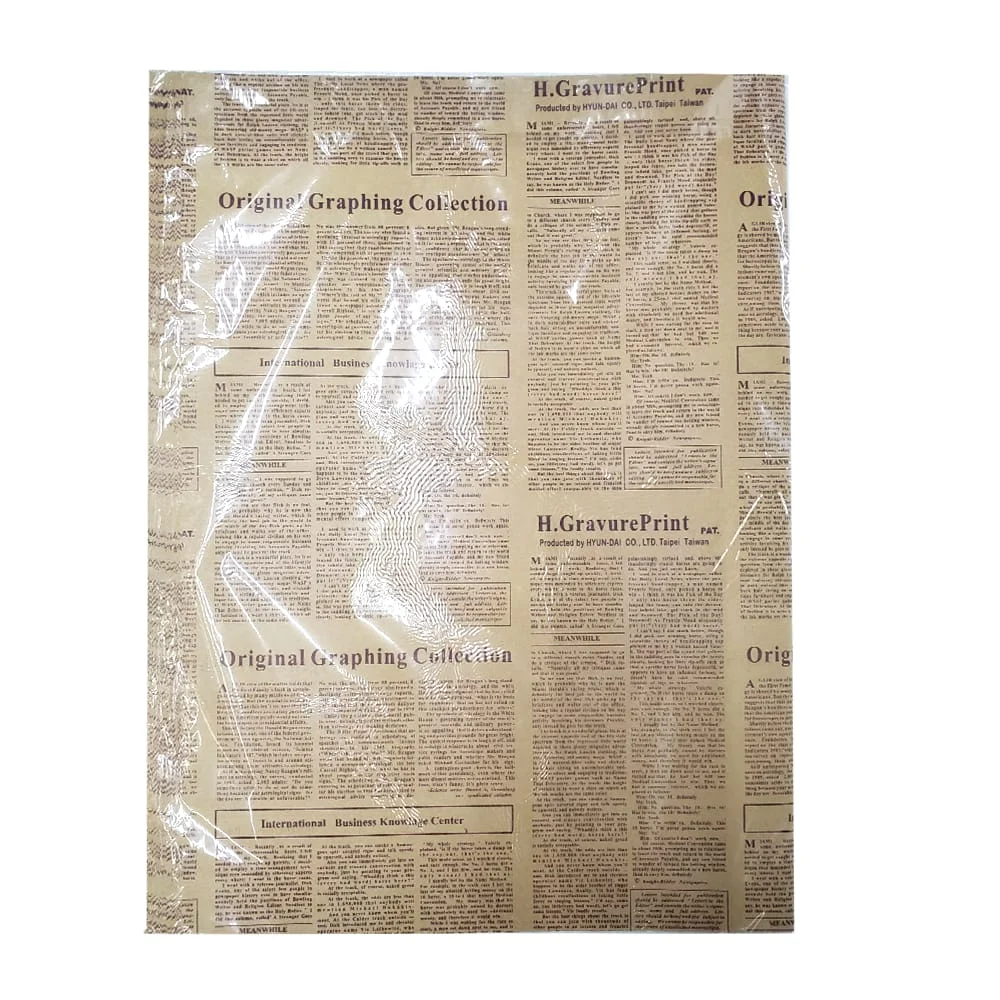 Paquete con 35 pliegos de papel de regalo con diseño de periódico vintage, variedad de colores / bt-1358-107