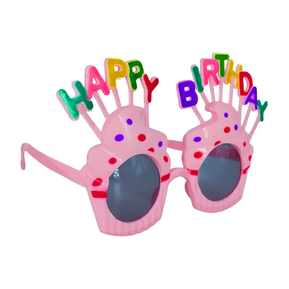 1pza Lentes diseño de cupcake con velitas happy birthday, variedad de colores / bt-1463