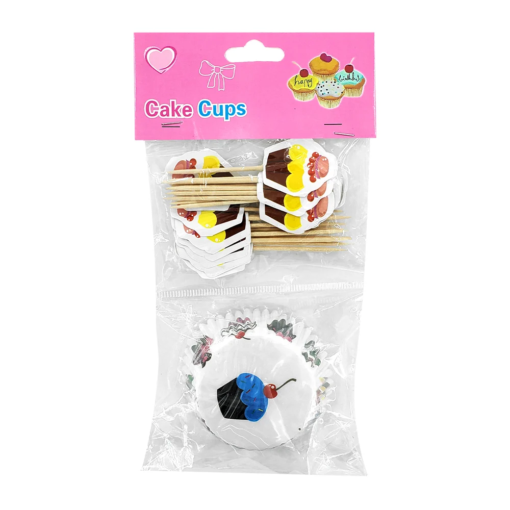 Blíster de 24 mini letreros y capacillos para cupcakes / cake cups / bt-1482