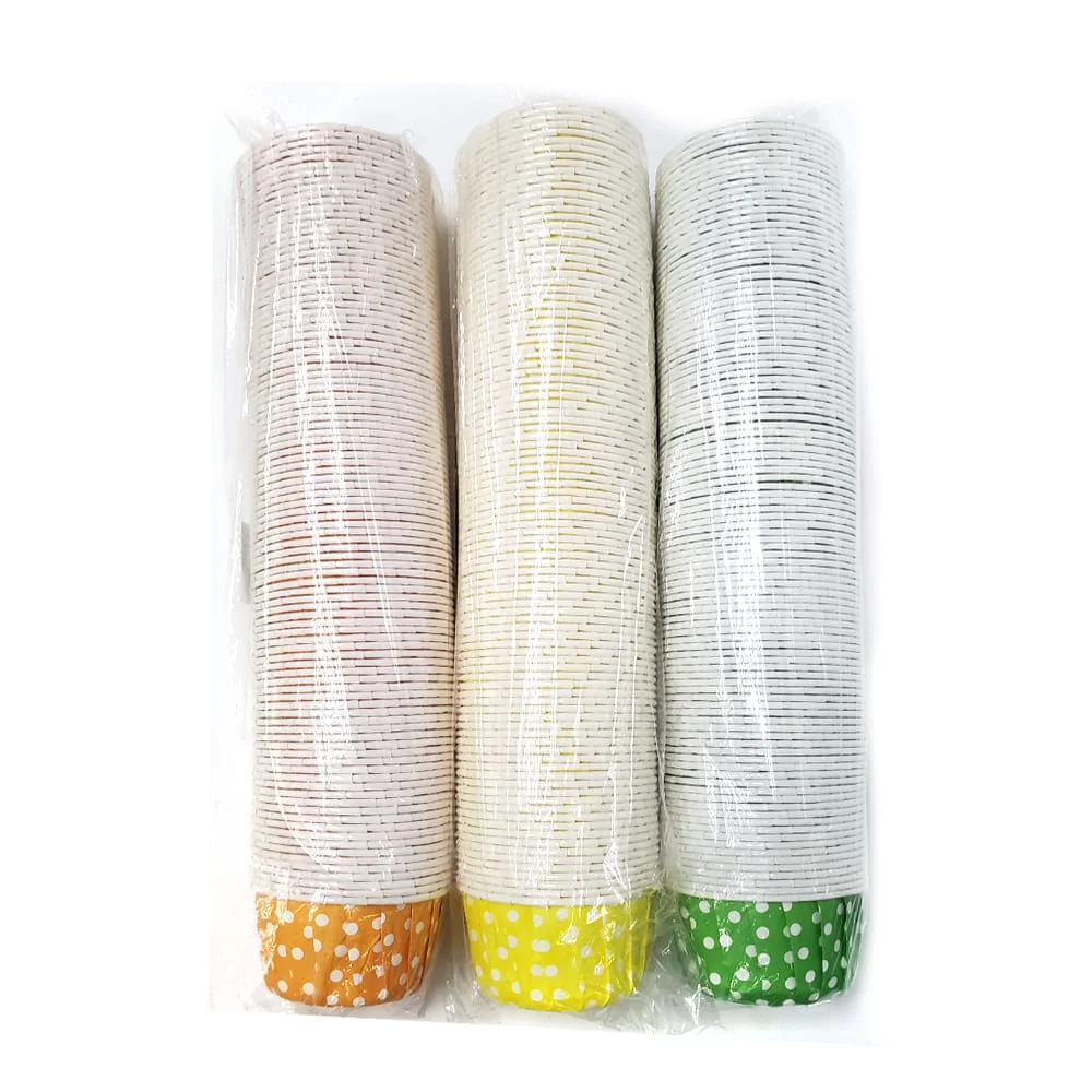 Paquete con 100 moldes de papel para postre de fiesta con estampado en forma de lunares, variedad de colores / bt-1508
