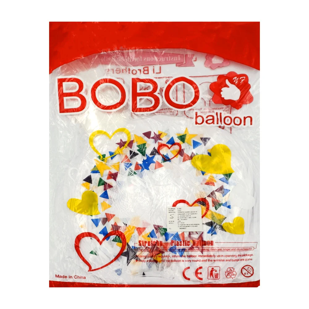 Paquete de 50 globos redondos transparentes con diseño de triángulos, estrellas y frase feliz día / bt-1614