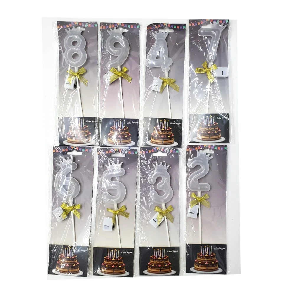 1pza cake topper de plástico en forma de números con corona y moño de listón dorado con luz led happy birthday to you, variedad de números / bt-1794