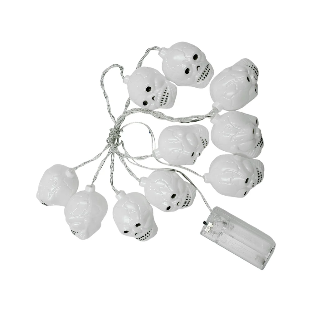 Serie guirnalda led de pila con diseño de cráneos calaveras blancas / th034