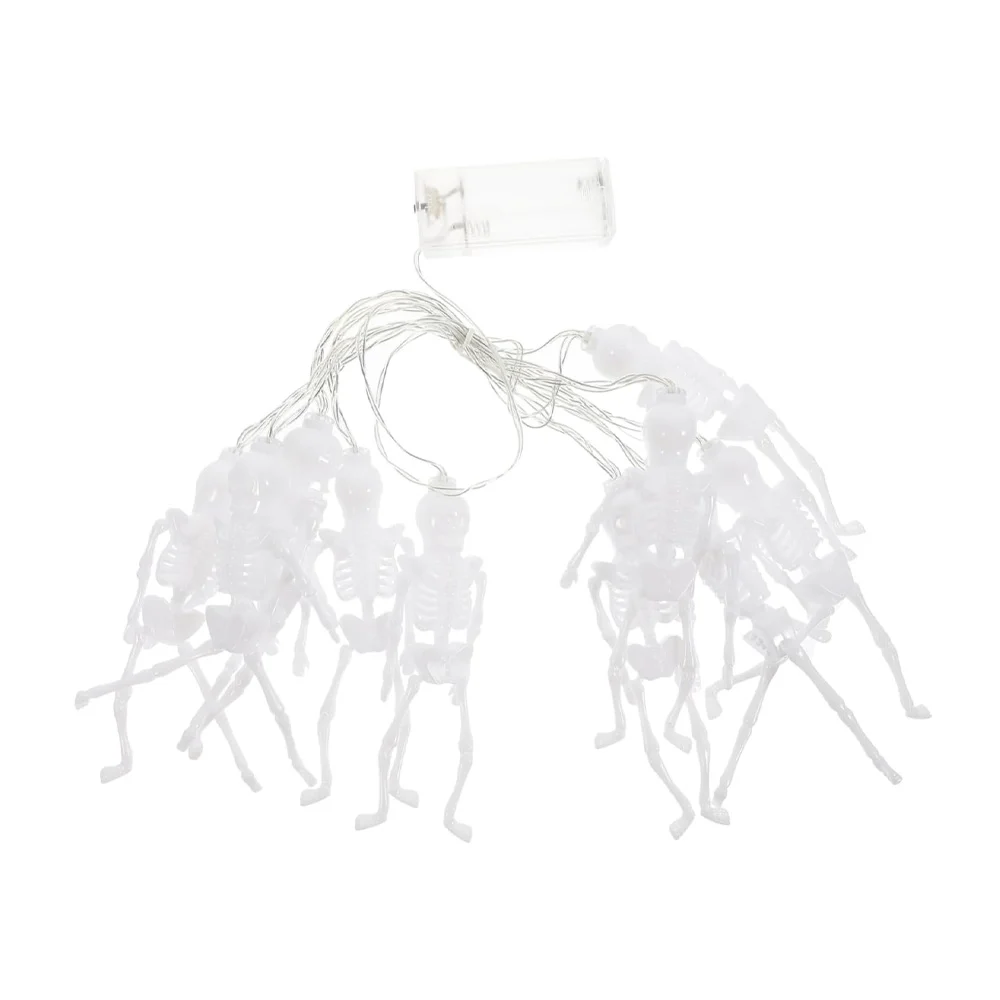Serie guirnalda led de pila con diseño de calaveras blancas / bt-1886 / X361