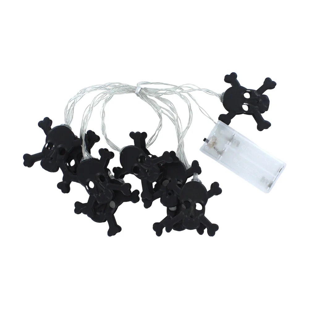 Serie guirnalda led de pila con diseño de cráneo calavera negra 3d / bt-1887