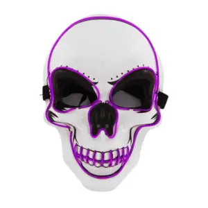 Mascara con luz led de pilas en forma de calavera blanca con detalles…