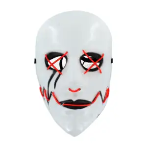 1pza Mascara blanca con negro para halloween con luz led de pilas, va…