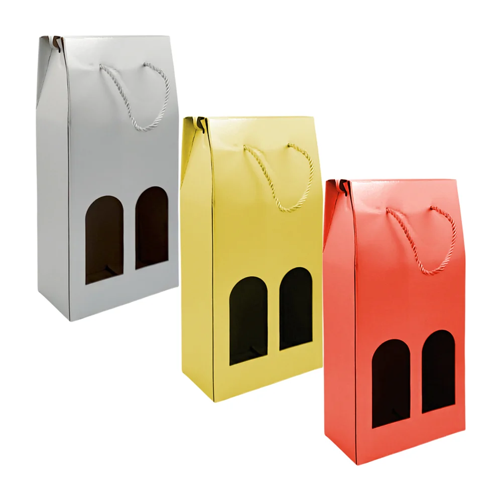 Bolsa para botella de doble almacenamiento, plegable, con asa trenzada de tela, en color y tonos metálicos, variedad de colores / bt-2757-l