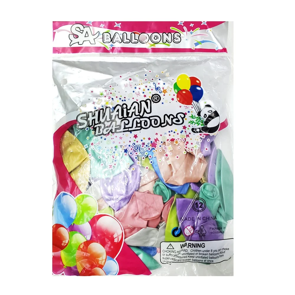 Paquete con 50 globos de látex en tonos metálicos de 12 pulgadas shuaian ballons, variedad de colores / bt-541-12