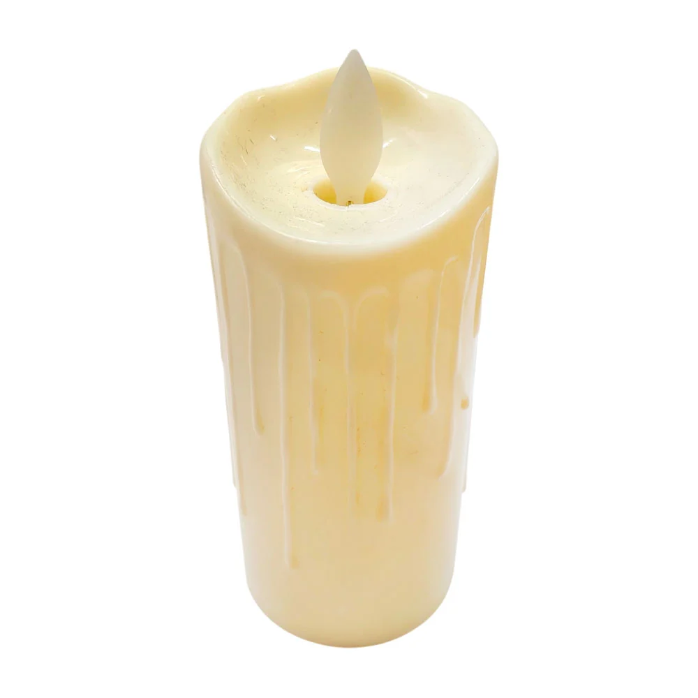 Vela de luz led cálida decorativa grande con efecto de cera, 11x5 cm aprox / bt-643