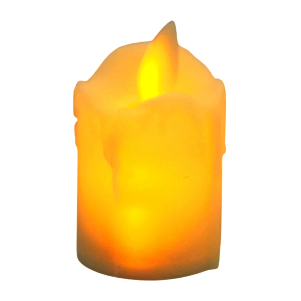1pza Vela de plástico con luz led, pequeña, en forma realista de cera derretida, variedad de colores / bt-644