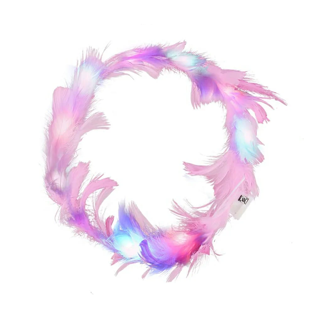Corona de plumas con mini luces led, variedad de colores / bt-699a