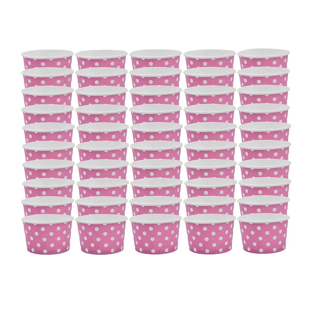 Paquete de 50 mini vasos de cartón para fiestas, con estampado de puntos, variedad de colores / bt-750