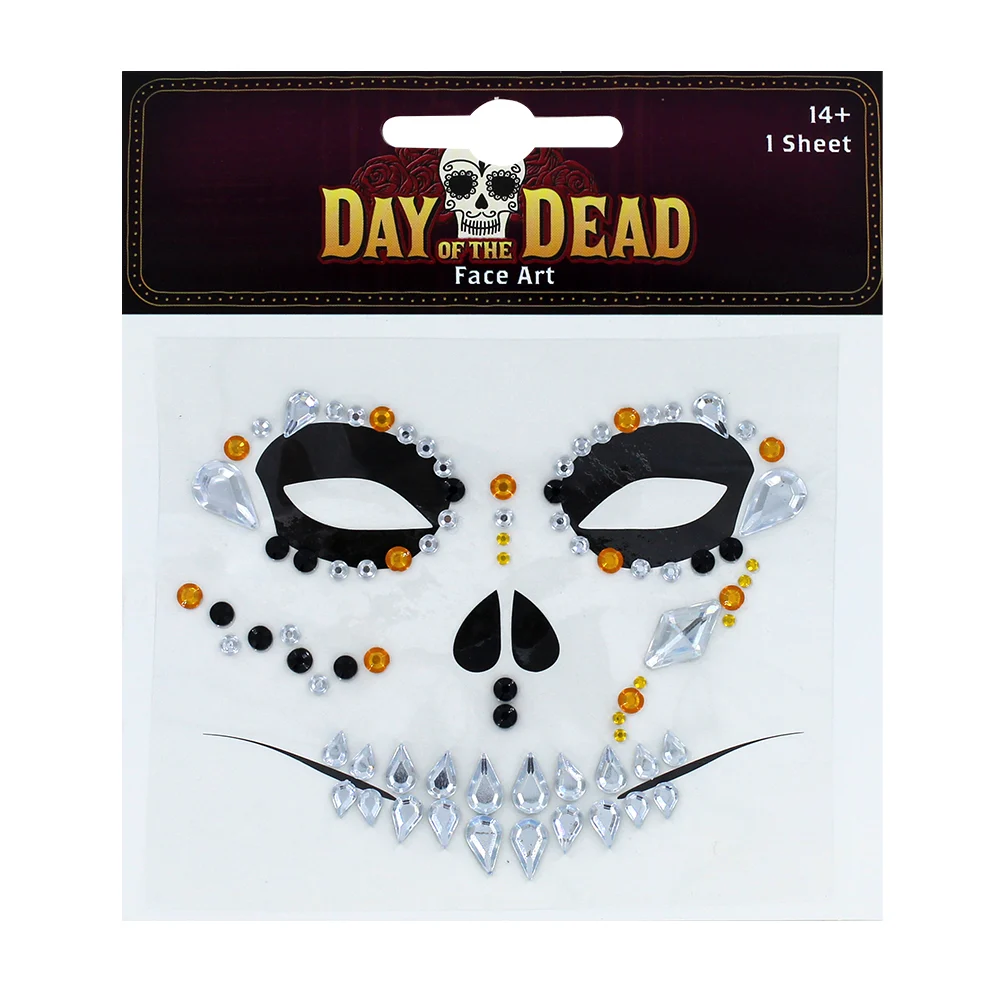 1pza Planilla de pedrería adhesiva para maquillaje de catrina, variedad de colores / bt-860