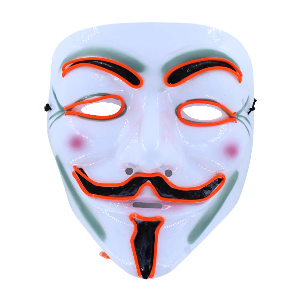 1pza Mascara con luz led de pilas en forma de anonymous, variedad de colores