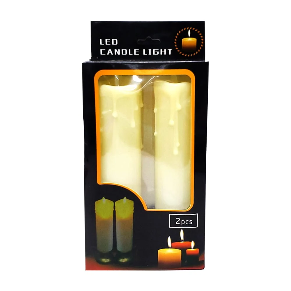 Paquete con 2 velas led de 9 pulgadas con diseño rustico y ranura para baterías led candle light / bt-914
