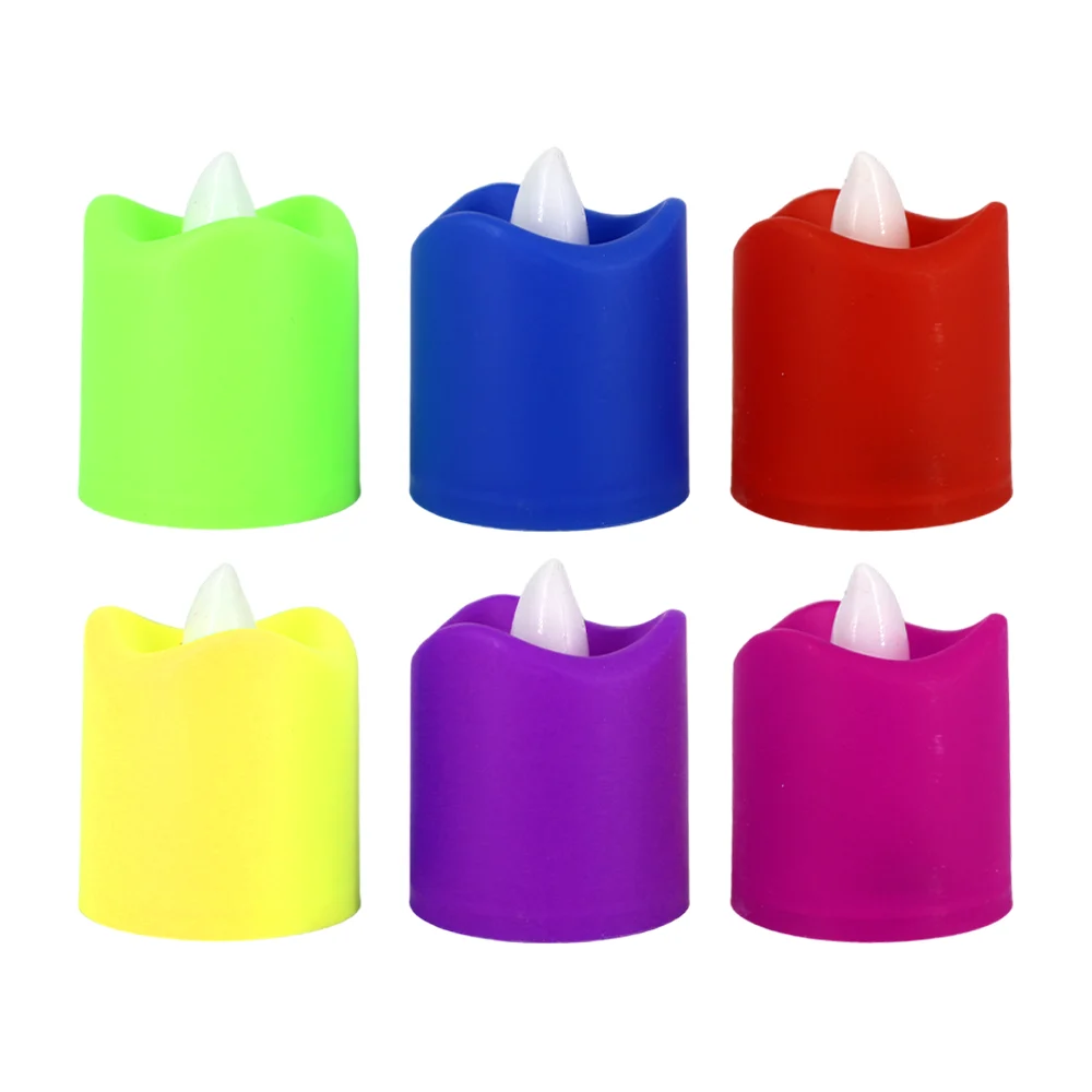 Vela chica de plástico con luz led rgb 4.5cm, variedad de colores